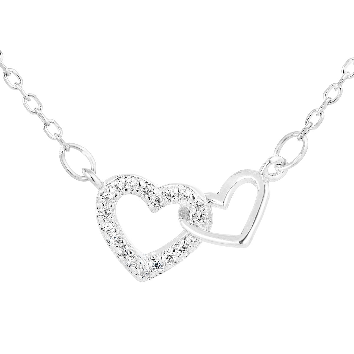 Evolution Group Stříbrný náhrdelník se zirkonem bílé srdce 12018.1