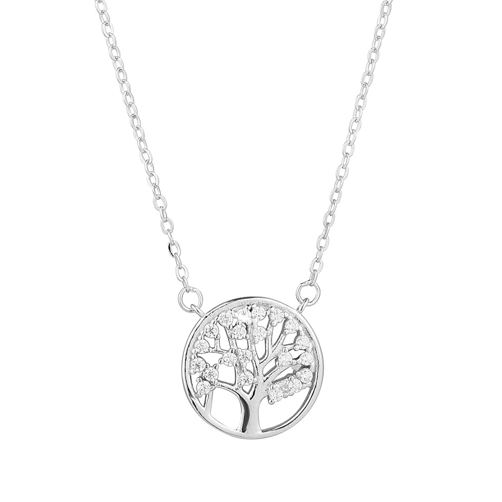 Evolution Group Stříbrný náhrdelník strom života se zirkony 12097.1 crystal