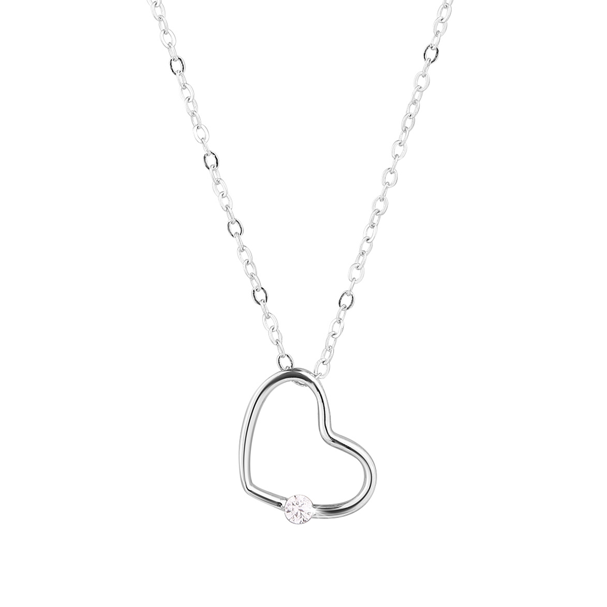 Evolution Group Stříbrný náhrdelník srdce se zirkonkem 12098.1 crystal