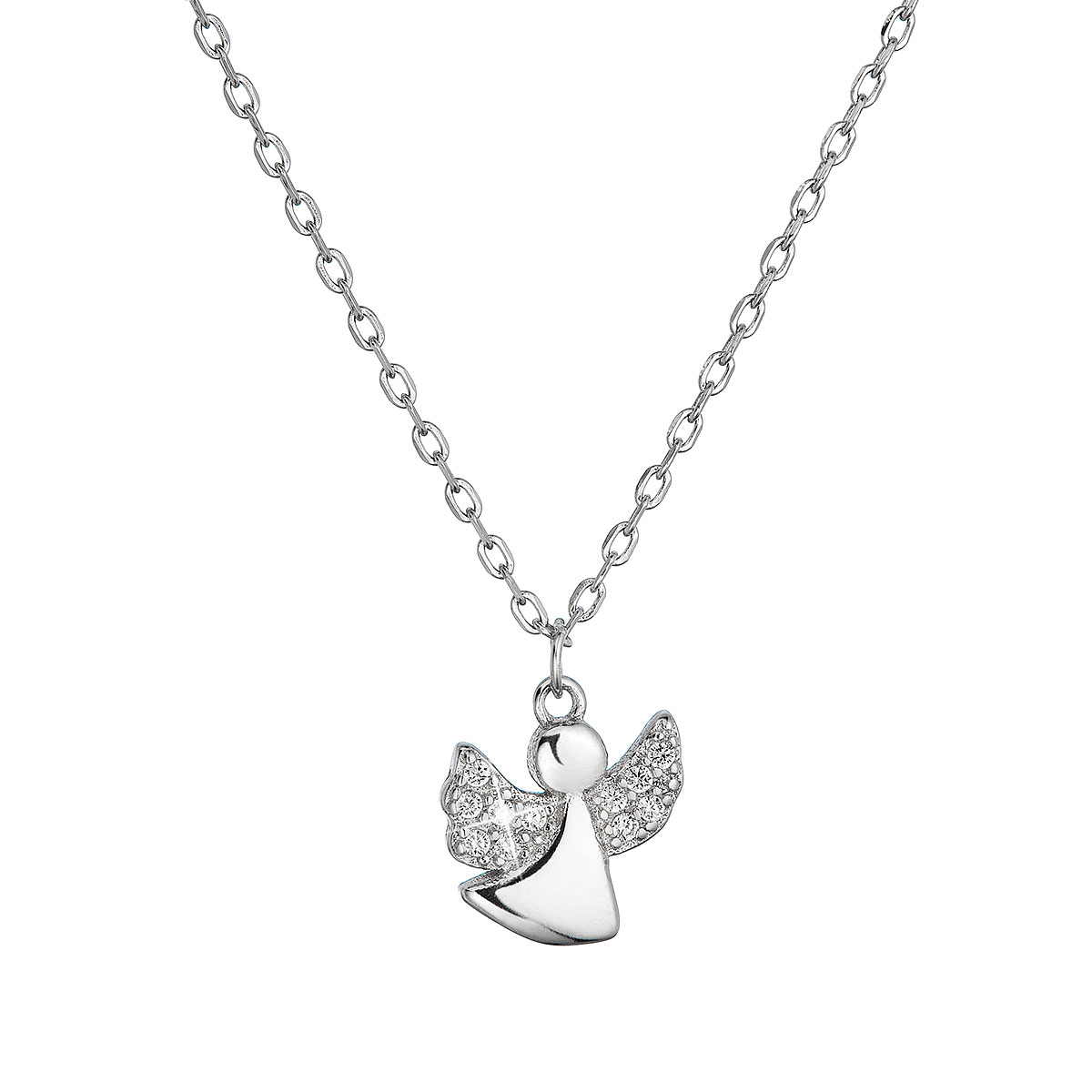 Evolution Group Stříbrný náhrdelník andělíček se zirkony 12106.1