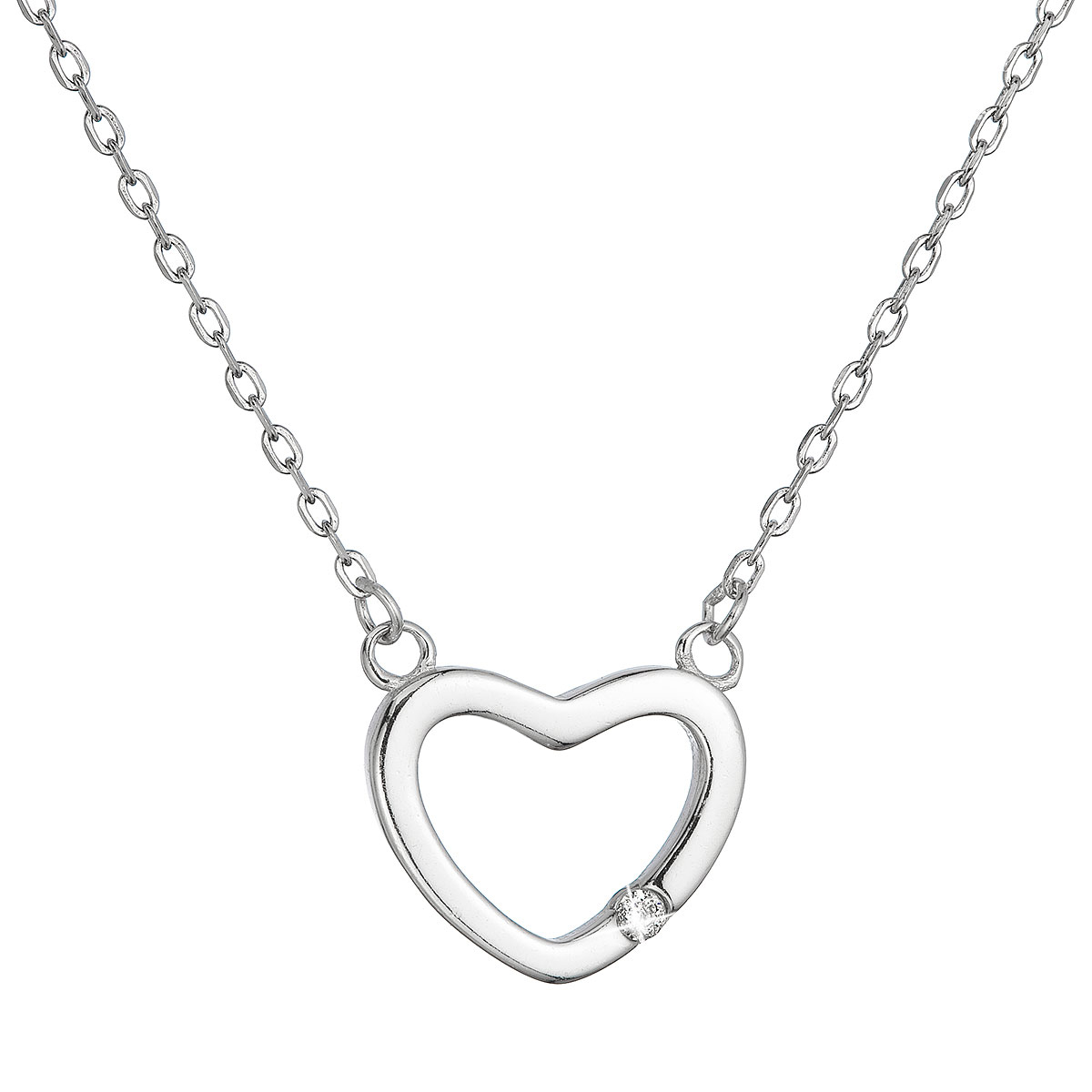 Evolution Group Stříbrný náhrdelník srdce se zirkonem 12109.1
