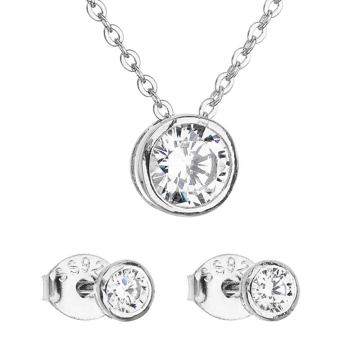 Evolution Group Sada šperků se zirkonem v bílé barvě náušnice a náhrdelník 19007.1