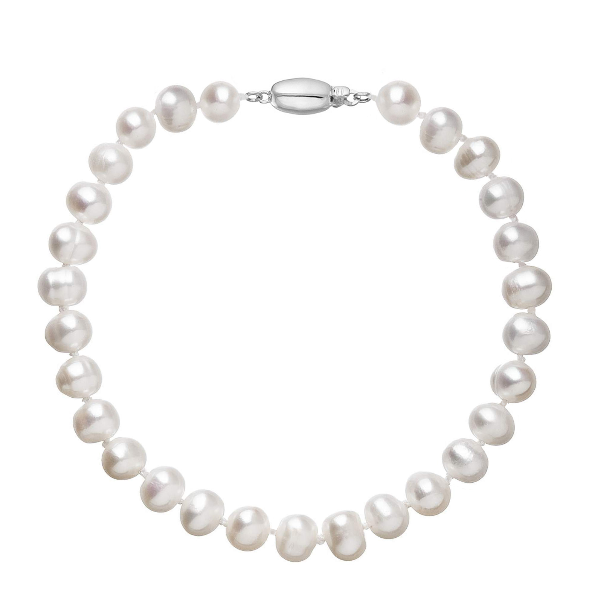 Evolution Group Perlový náramek z říčních perel se zapínáním z bílého 14 karátového zlata 823001.1/9271B bílý