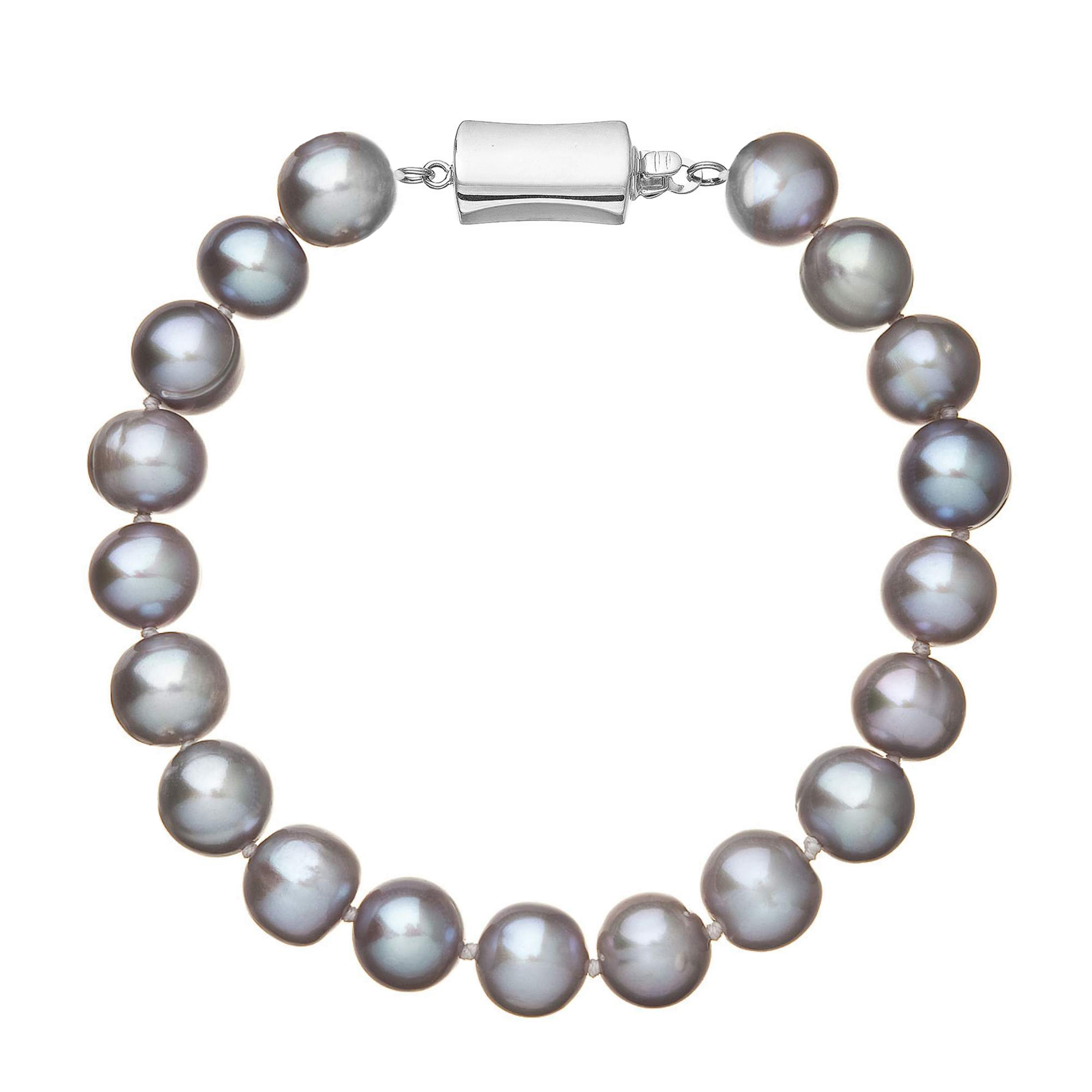 Evolution Group Perlový náramek z říčních perel se zapínáním z bílého 14 karátového zlata 823010.3/9267B grey