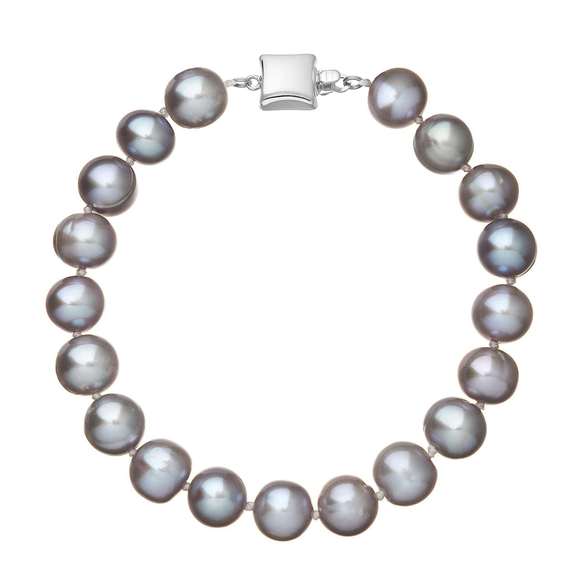 Evolution Group Perlový náramek z říčních perel se zapínáním z bílého 14 karátového zlata 823010.3/9268B grey