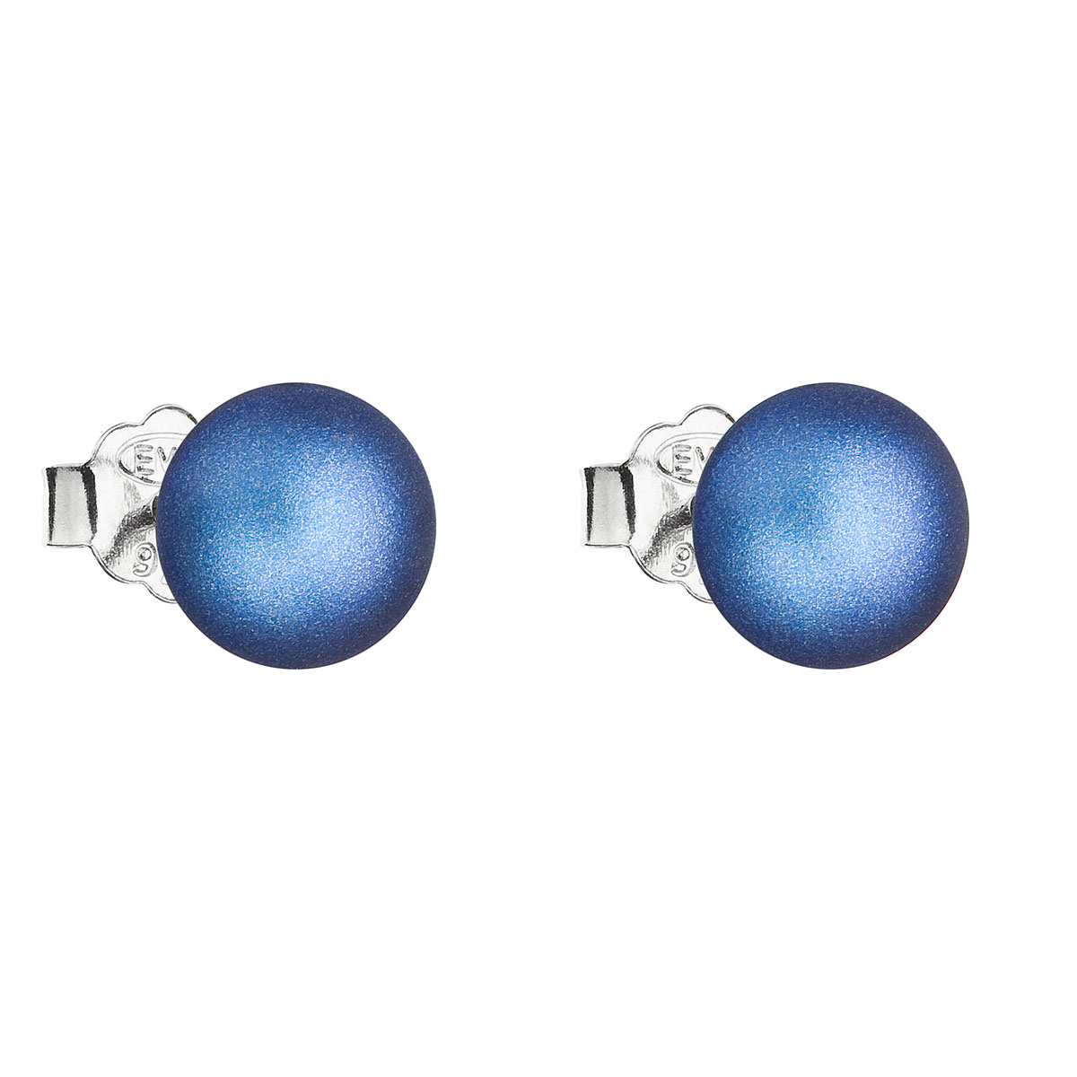 Evolution Group Stříbrné náušnice pecka s tmavě modrou matnou perlou 31142.3