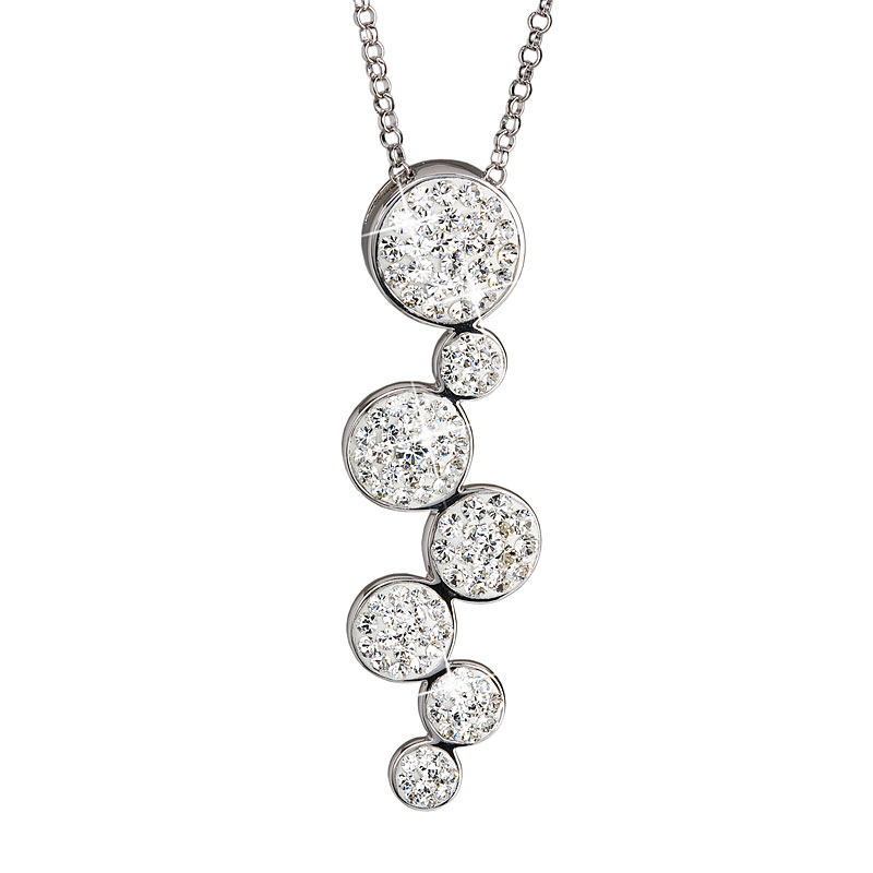 Evolution Group Stříbrný náhrdelník s krystaly bílé kruhy 32801.1