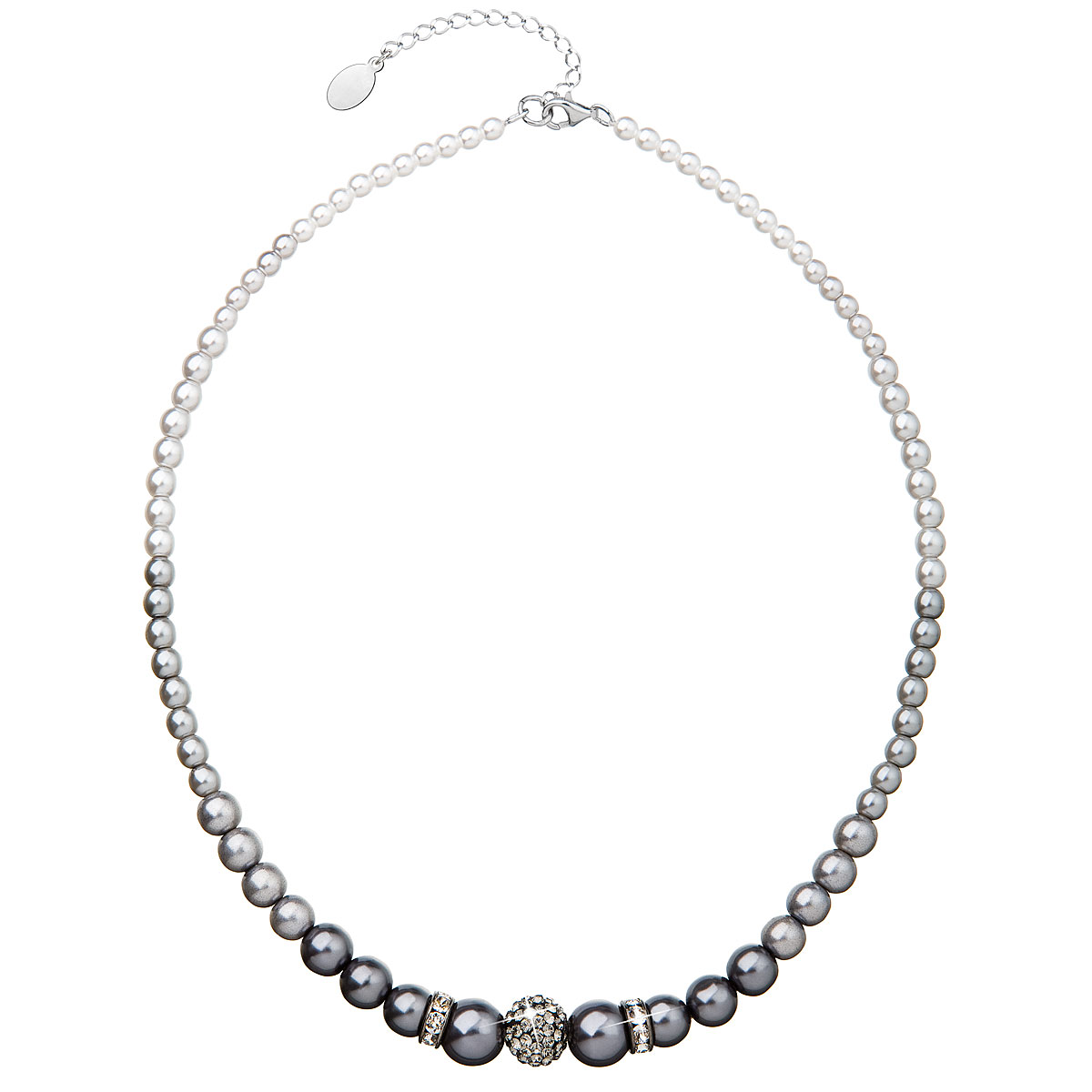 Evolution Group Perlový náhrdelník šedý s krystaly Swarovski 32008.3