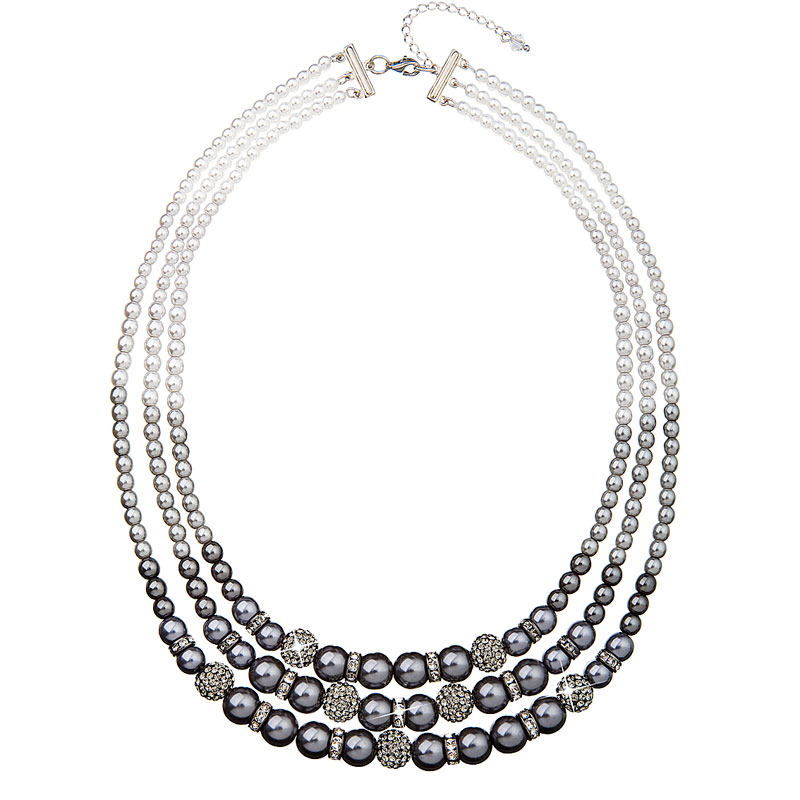 Evolution Group Perlový náhrdelník šedý s krystaly Swarovski 32010.3