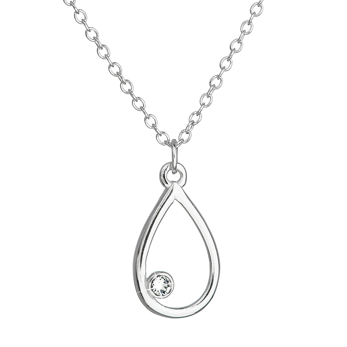 Evolution Group Stříbrný náhrdelník s krystalem Swarovski bílá kapka 32058.1