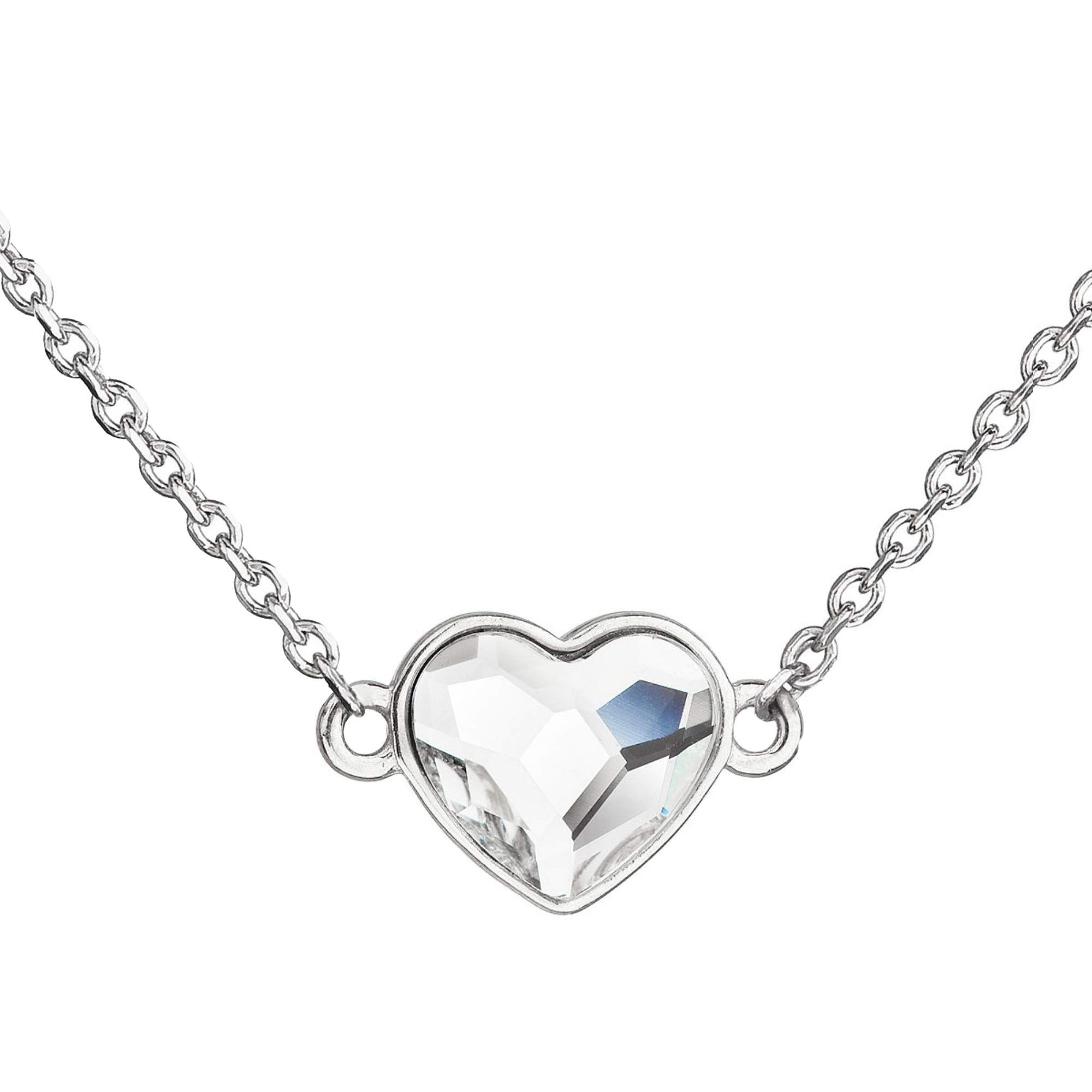 Evolution Group Stříbrný náhrdelník s krystalem Swarovski bílé srdce 32061.1 crystal