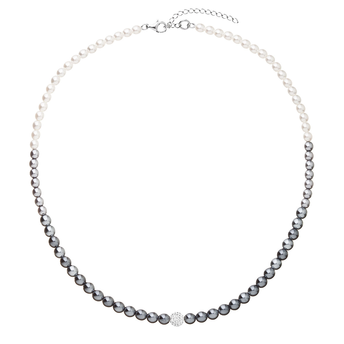 Evolution Group Perlový náhrdelník bílo-šedý s krystaly Swarovski 32065.3