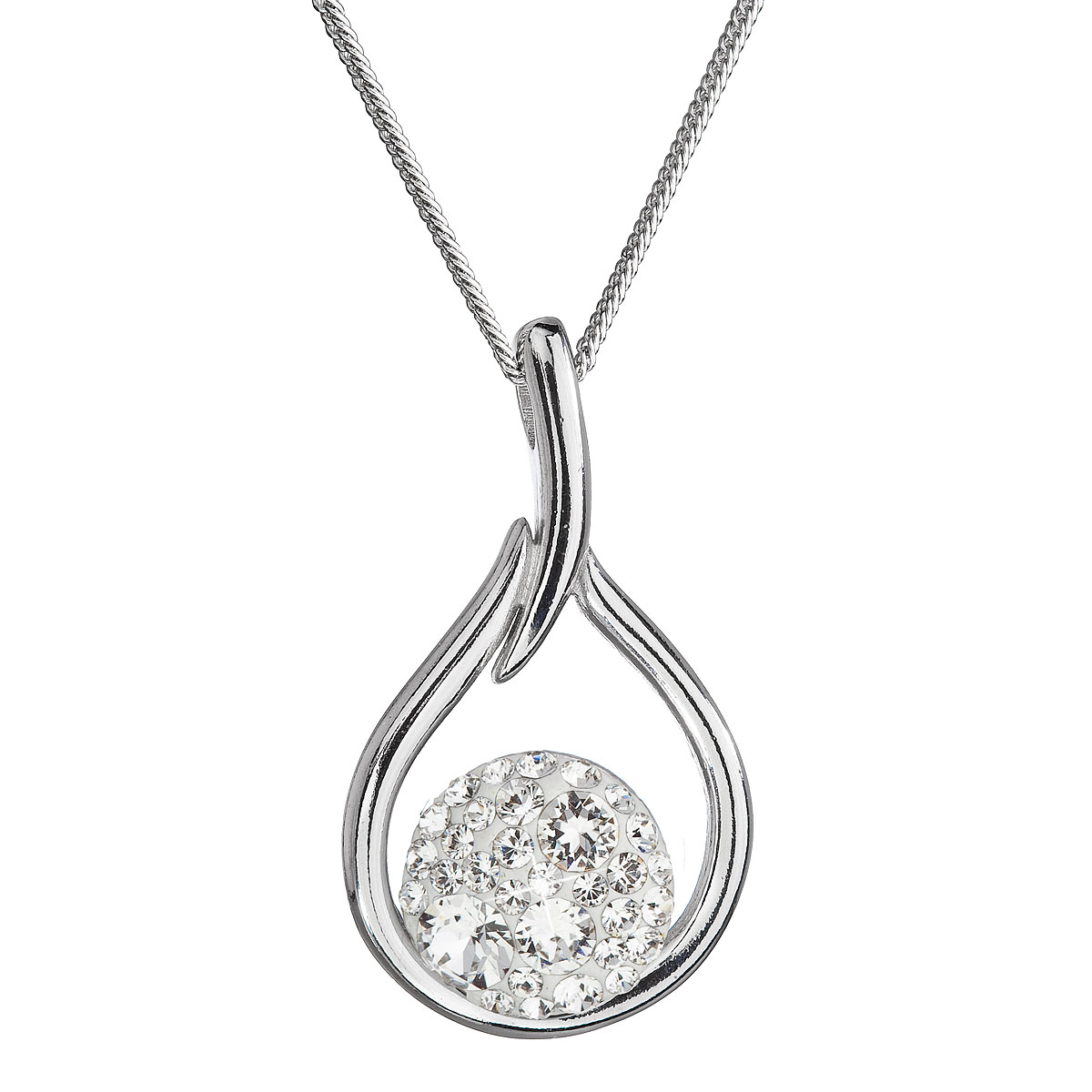 Evolution Group Stříbrný náhrdelník se Swarovski krystaly kapka 32075.1 bílá