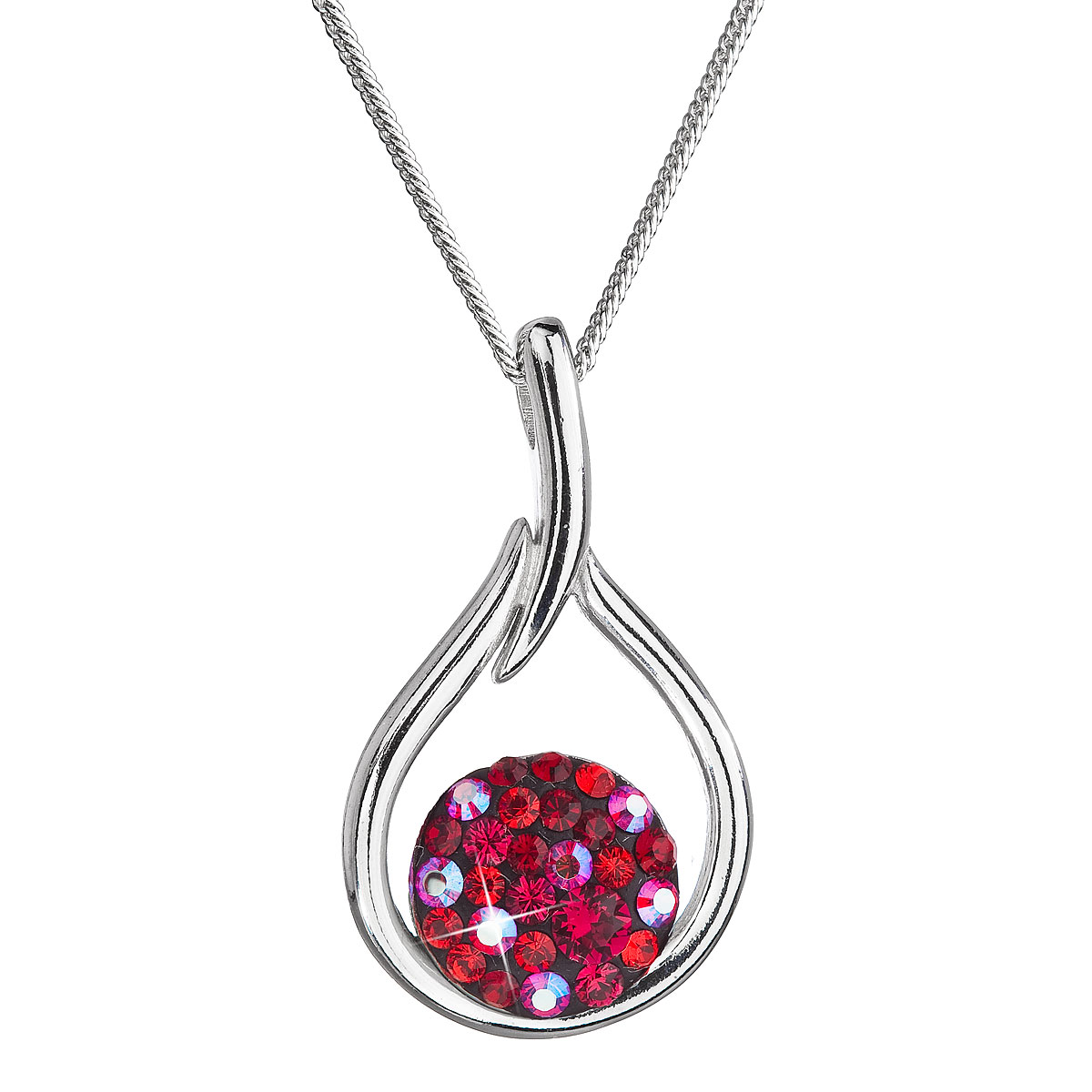 Evolution Group Stříbrný náhrdelník se Swarovski krystaly kapka 32075.3 cherry