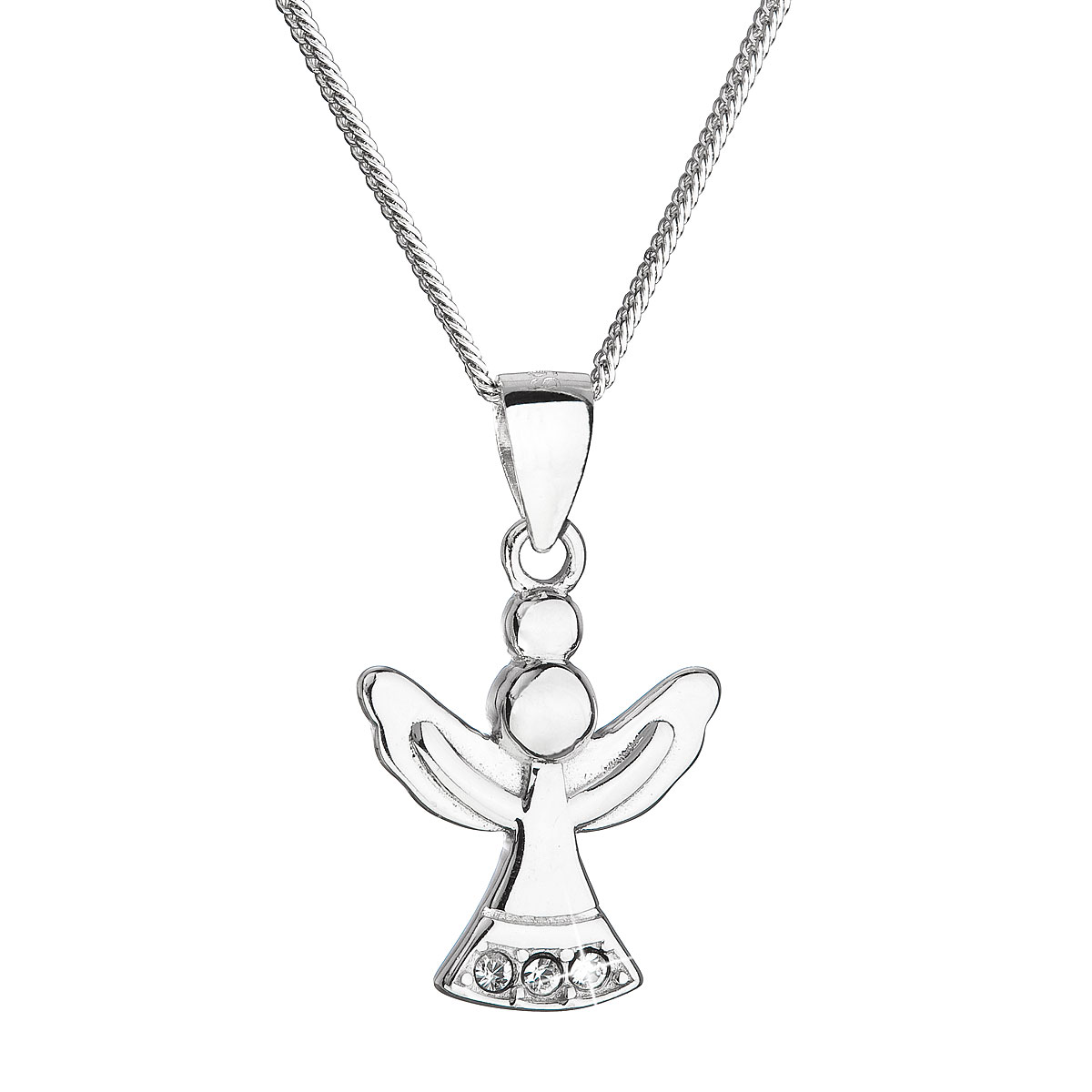 Evolution Group Stříbrný náhrdelník anděl se Swarovski krystaly bílý 32078.1