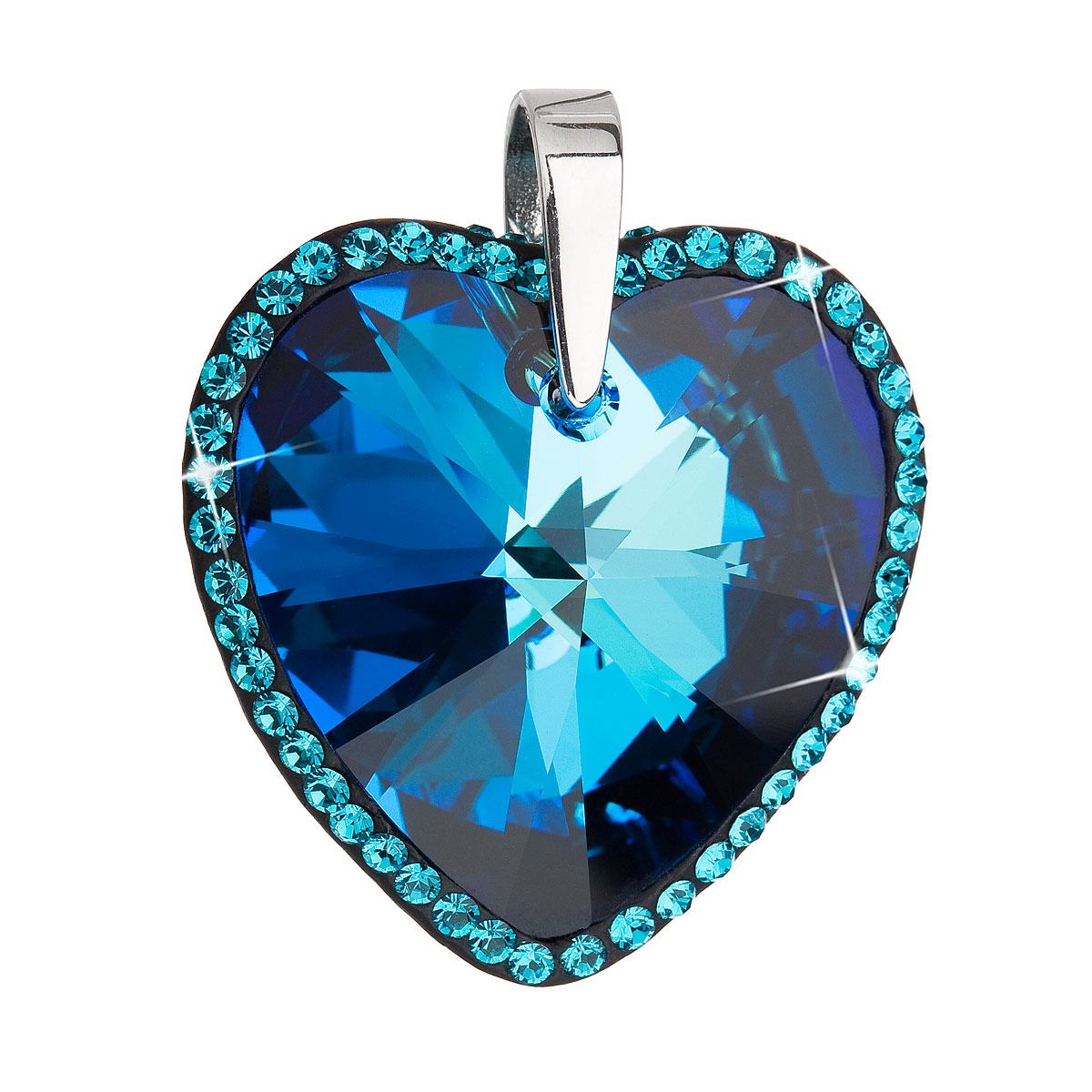 Evolution Group Stříbrný přívěsek s krystaly Swarovski modré srdce 34138.5