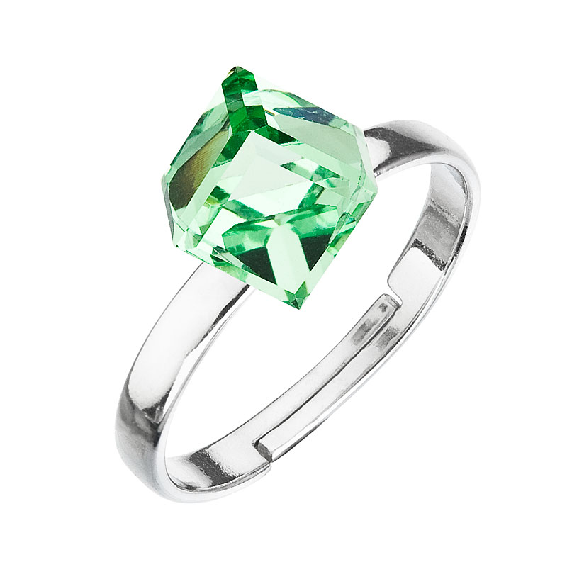 Evolution Group Stříbrný prsten s krystaly zelená kostička 35011.3