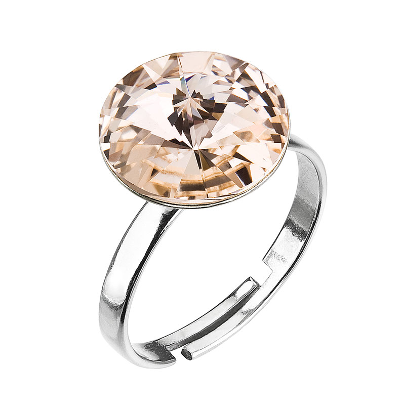 Evolution Group Stříbrný prsten s krystaly hnědo-zlatý 35018.3 silk