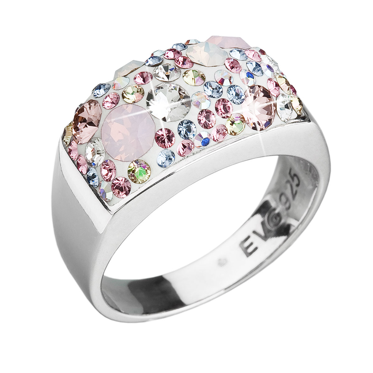 Evolution Group Stříbrný prsten s krystaly Swarovski růžový 35014.3 magic rose