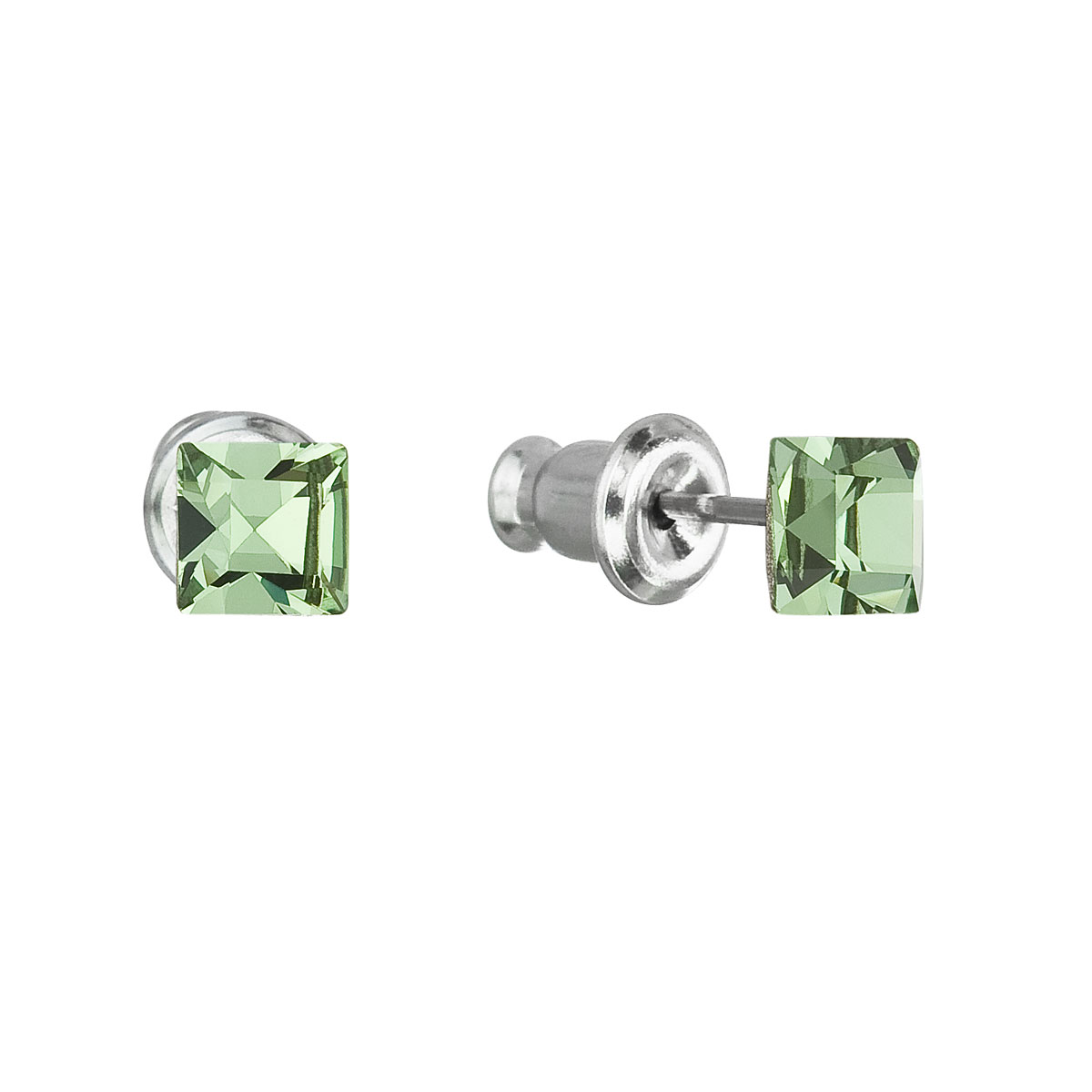 Evolution Group Náušnice bižuterie se Swarovski krystaly zelená čtverec 51052.3
