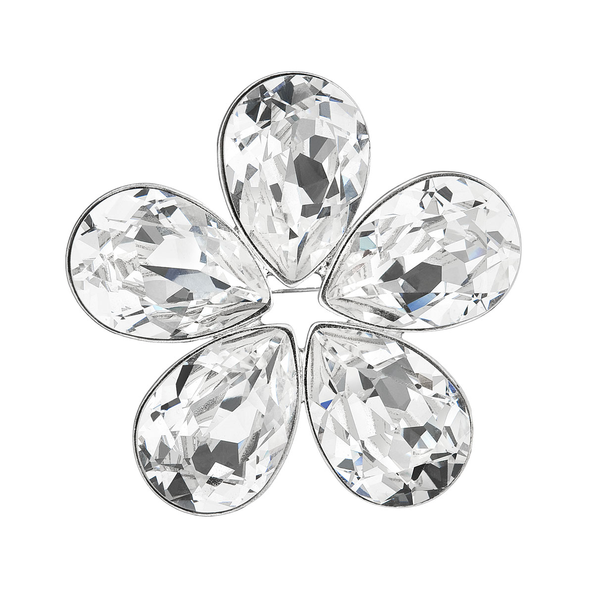 Brož bižuterie se Swarovski krystaly bílá kytička 58003.1