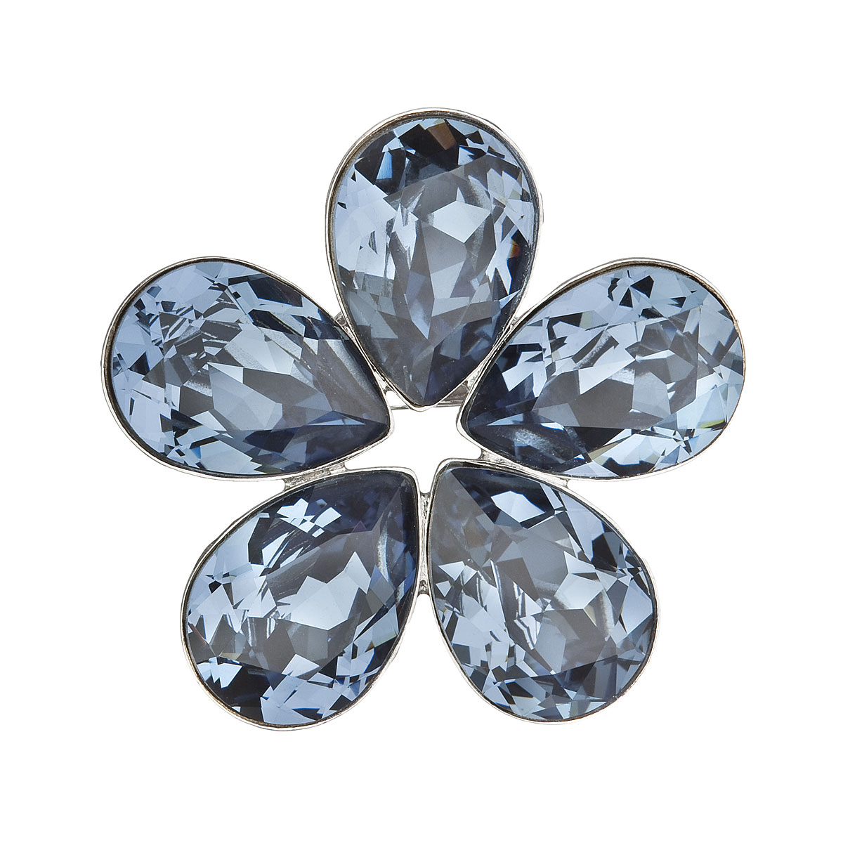 Brož bižuterie se Swarovski krystaly modrá kytička 58003.3 denim blue