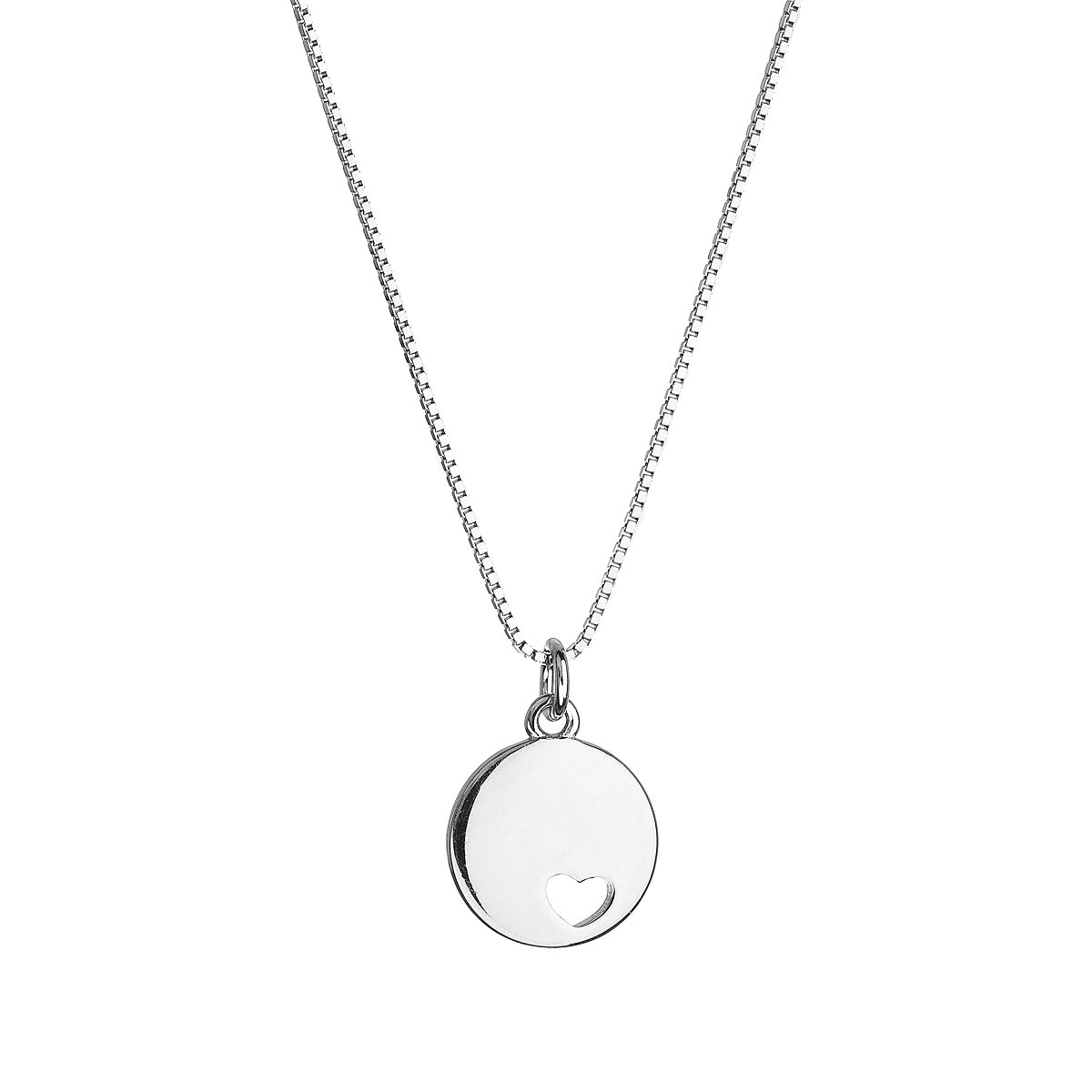 Evolution Group Stříbrný náhrdelník s přívěskem placička se srdíčkem 62006
