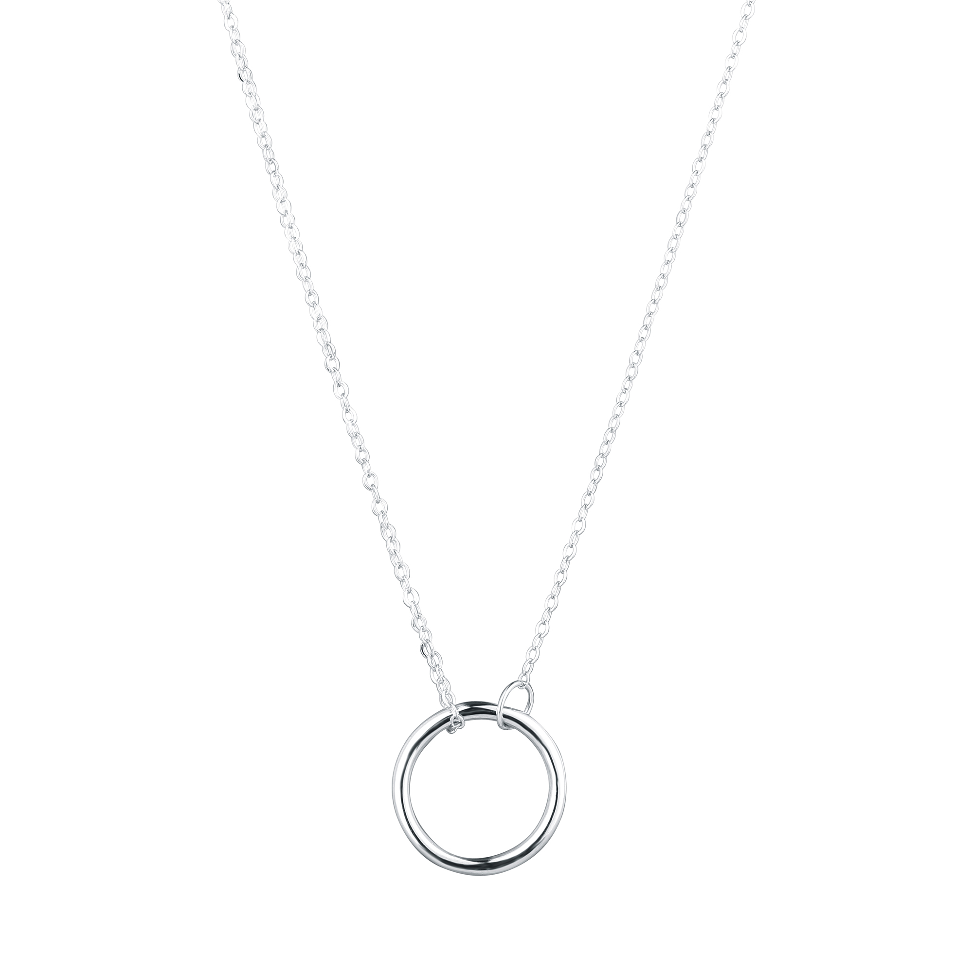 Stříbrný náhrdelník lesklý kroužek 62016