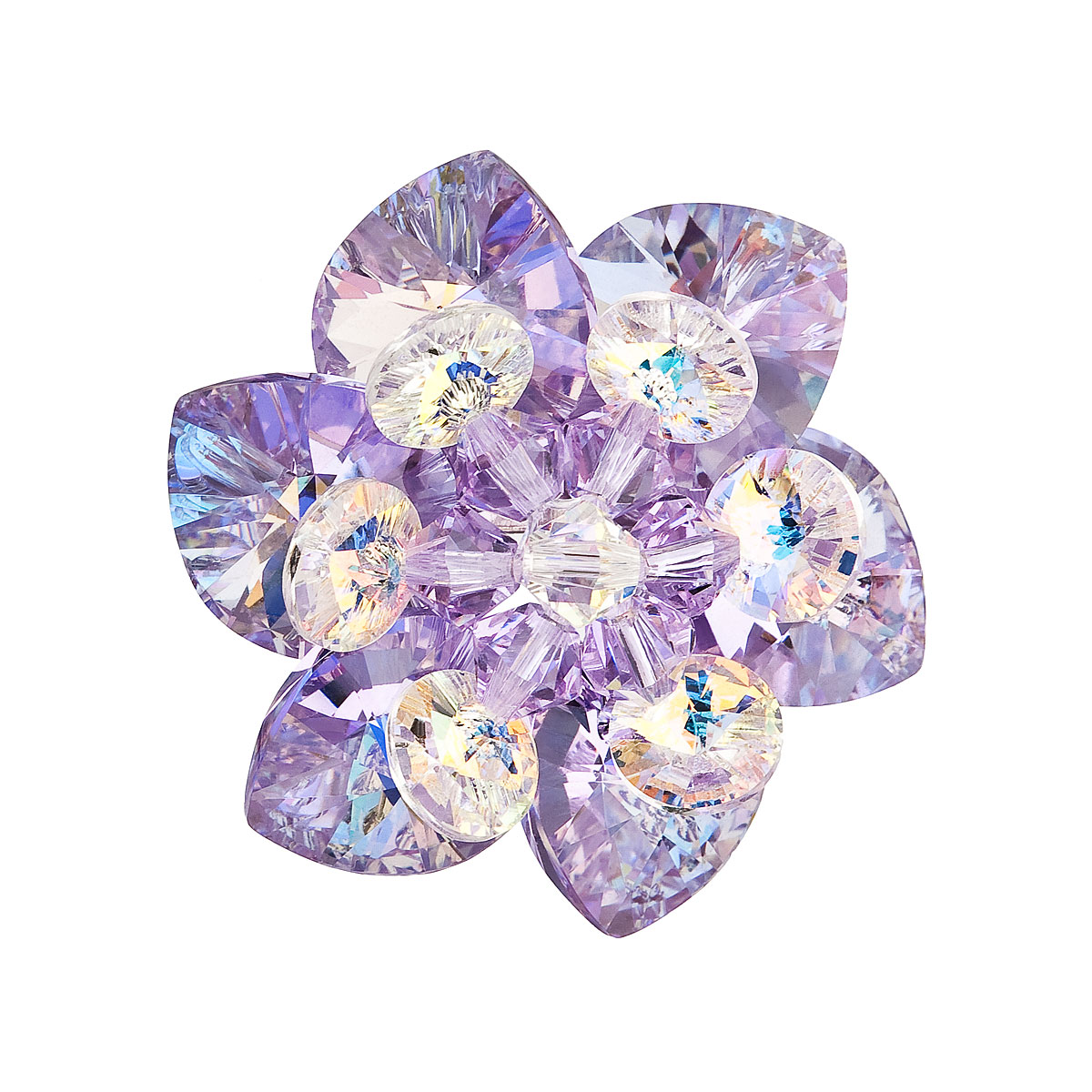 Brož bižuterie se Swarovski krystaly fialová kytička 78001.3