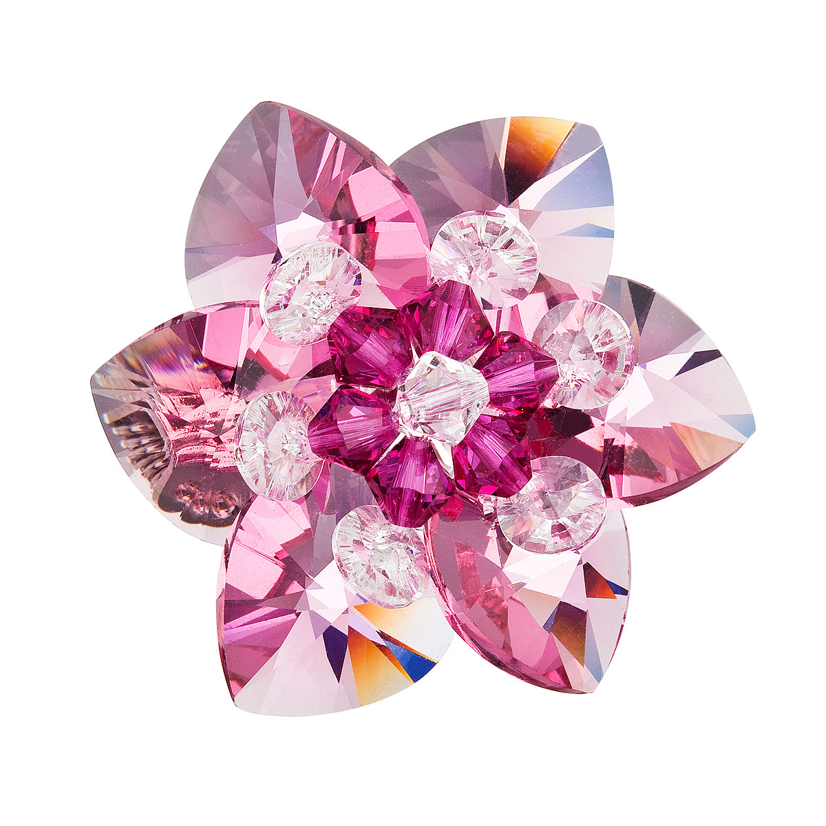 Brož bižuterie se Swarovski krystaly růžová kytička 78002.3