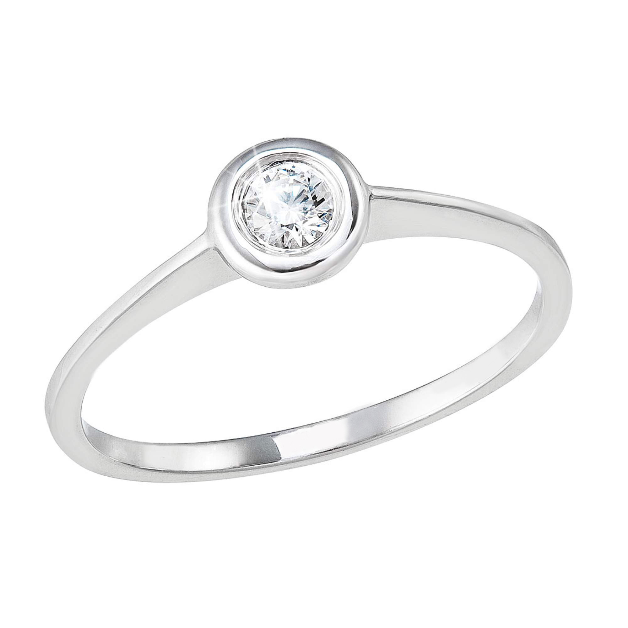 Stříbrný prsten s jedním zirkonem bílý 885007.1