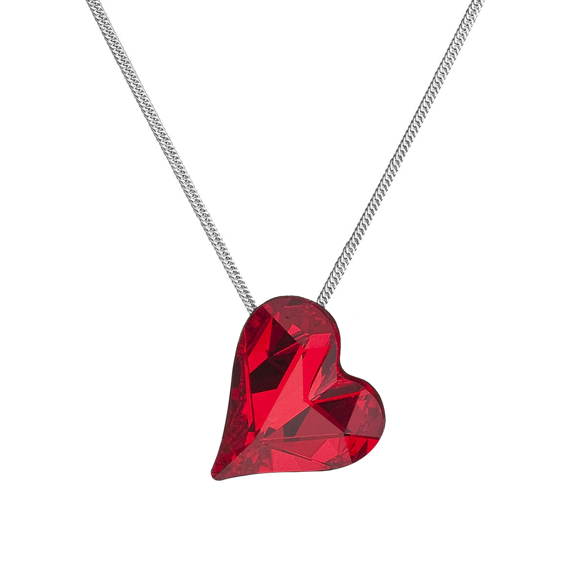Evolution Group Stříbrný náhrdelník krystal srdce červené 72071.3 lt.siam